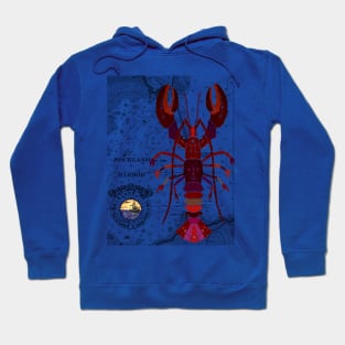 Rockland Maine Lobster Print Dark Hoodie